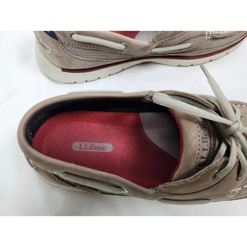 L.L.Bean Men's Sz. 8.5 Portlander Free Flex Boat Shoes in Ledge & Red